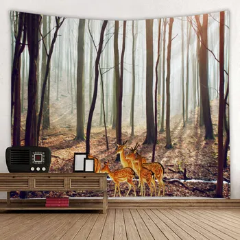 Creative 3D Tiskanje Tropskih Listov Jedrnato Drevo Vzorec Tapiserija Steni Visi Za Dekoracijo Doma Dnevna Soba, Spalnica Wall Art 0