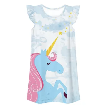 Dekleta Obleke Najstniških Unicorn Princess Oblačenja Za Dekleta 2021 Poletje Risanka Otroci Obleko Za Deklice 6 8 10 12 Let 1