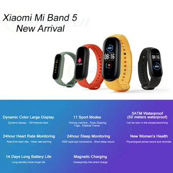 Globalna Različica Xiaomi Mi Pasu 5 Pametna Zapestnica Miband 5 Smartband Fitnes Traker Bluetooth Šport Nepremočljiva Miband5 Smart Band 25029