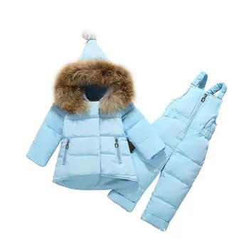 Visoko Kakovostne Zimske Otrok Kompleti Oblačil Za Dekleta Toplo Parka Navzdol Plašč Jakna Za Baby Dekle Oblačila Plašč Otrok Snežno Obleko 2
