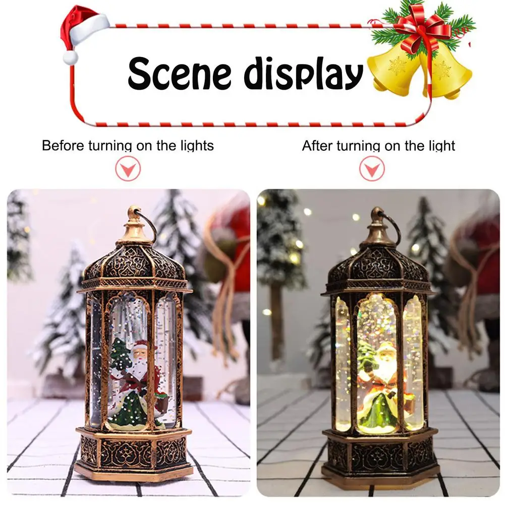 Retro Prenosna Luč Božični Okrasek Luč Zamenljive Baterije, Dekorativne Svetilke Z Lepimi Vzorci Za Dom Okno 1