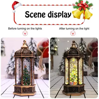 Retro Prenosna Luč Božični Okrasek Luč Zamenljive Baterije, Dekorativne Svetilke Z Lepimi Vzorci Za Dom Okno 3