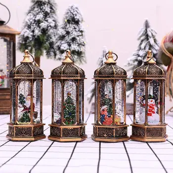 Retro Prenosna Luč Božični Okrasek Luč Zamenljive Baterije, Dekorativne Svetilke Z Lepimi Vzorci Za Dom Okno 4