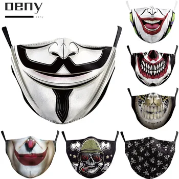 Smešno Joker Maske 3D Fashion Lobanja, Tiskanje Odraslih Usta Zajema Halloween Cospaly Stranka Ponovno Stroj Obraz Pad oglje 25285