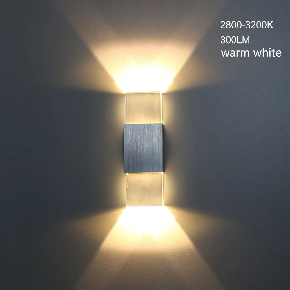 Sodobno, 6W Kvadratnih Aluminija COB LED Stenska Svetilka Light Akrilna Crystal Doma Razsvetljava Notranja Zunanja Dekoracija AC110 220V 4