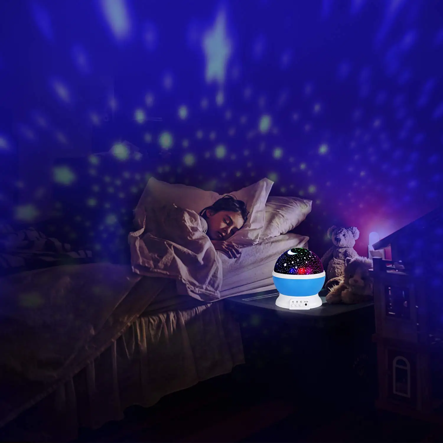 Zvezdnato Nebo Obračanje LED Nočna Lučka Galaxy Projektor Planetarij Otrok Spalnica Star Nočne Luči Moon Light Otroci Dar, Lučka 3