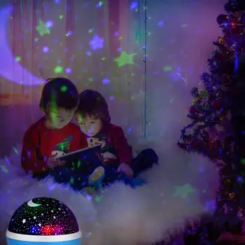 Zvezdnato Nebo Obračanje LED Nočna Lučka Galaxy Projektor Planetarij Otrok Spalnica Star Nočne Luči Moon Light Otroci Dar, Lučka 0