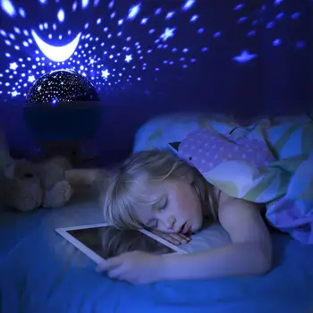 Zvezdnato Nebo Obračanje LED Nočna Lučka Galaxy Projektor Planetarij Otrok Spalnica Star Nočne Luči Moon Light Otroci Dar, Lučka 2