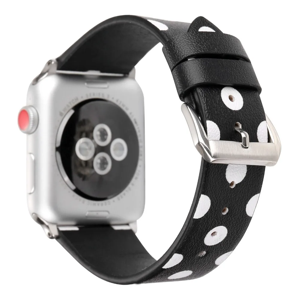 Moda Polka Dot Trak Za Apple Watch Band 38 mm 42mm 40 mm 44 mm Za iWatch Trak Usnjeno Zapestnico Pasu Za Serijo 1 2 3 4 5 2