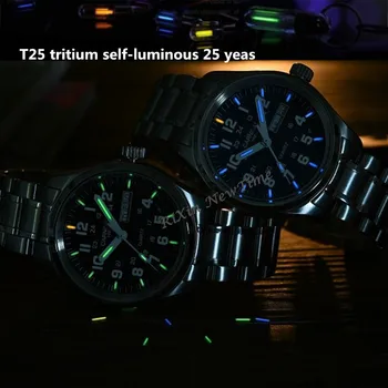 Top blagovne znamke luksuzni T25 tritija svetlobna watch moških polno jeklenih vodotesna ura quartz moške ure relogio montre dvojno koledar 26122