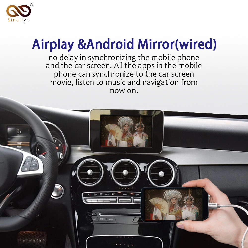 Sinairyu Brezžični Apple Carplay za Mercedes A B C E G CLA GLA GLC-E Razred Avtomobila igrajo Android Auto/Zrcaljenje-2019 NTG5 W205 2