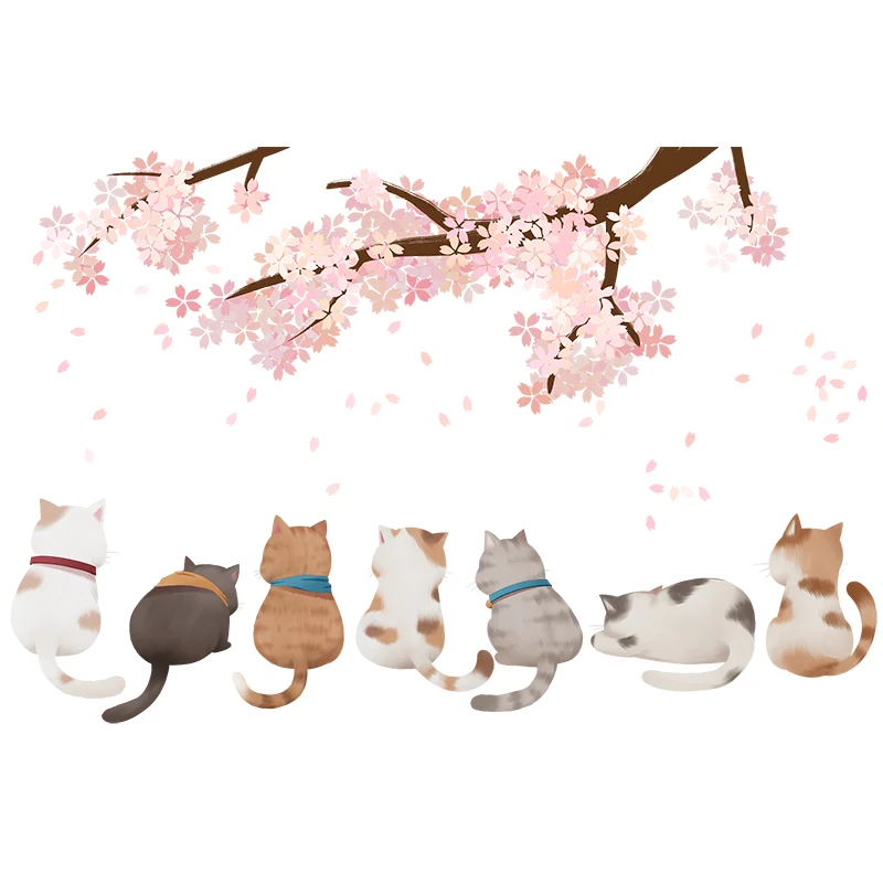 [shijuekongjian] Risanka Mačke Živali Stenske Nalepke DIY Orientalski Češnja Stenske Nalepke za Otroke, Spalnica, Otroška Soba Vrtec Dekoracijo 4