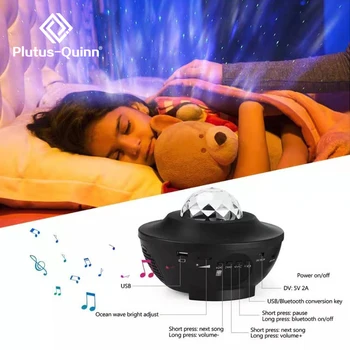 Romantični Star Ocean Projektor LED Nočna Lučka za Bluetooth USB Glasovni Nadzor Predvajalnik Glasbe 26462