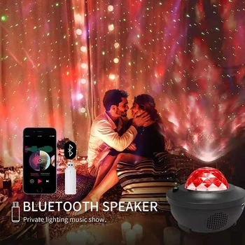 Romantični Star Ocean Projektor LED Nočna Lučka za Bluetooth USB Glasovni Nadzor Predvajalnik Glasbe 5