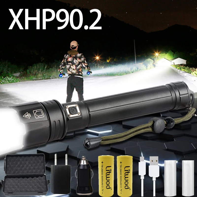 XHP90 Močna LED Svetilka USB polnilne Taktično Svetilko 3 način XHP70.2 Zoomable Xlamp 18650 26650 Battey luč za kampiranje 5