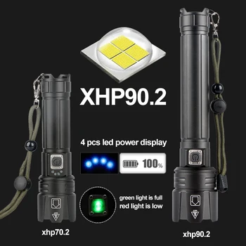 XHP90 Močna LED Svetilka USB polnilne Taktično Svetilko 3 način XHP70.2 Zoomable Xlamp 18650 26650 Battey luč za kampiranje 1