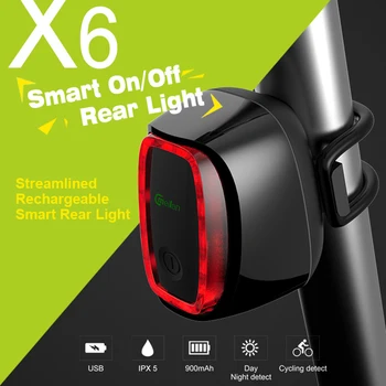 2020 NOVO Meilan X6 Kolo Svetlobe brezvrvični, Laser Luči USB Polnilne Smart Rep Lučka MTB Kolesarski Varnost Opozorilo Led 2