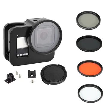 Aluminijasta Zaščitna Primeru Kletko za GoPro Hero 8 Črna z 52 mm Adapter ring CPL/Rdeča/ND4/8/16/Zvezda/10x Makro/Filter za go pro 8 26906