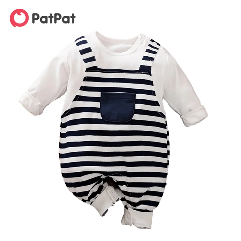 PatPat 2021 Novo Pomlad in Poletje Jesen Baby Boy Trak Dolgo rokavi Jumpsuit za Baby Boy Otroška Oblačila 1