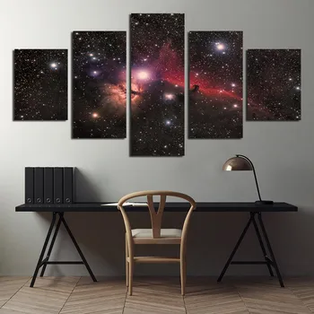 Platno HD Natisnjeni Vesolje Galaxy 5 Plošči Zvezdnato Prostor Planet Modularni Sliko Doma Dekor Plakat Wall Art Slikarstvo 1