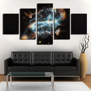 Platno HD Natisnjeni Vesolje Galaxy 5 Plošči Zvezdnato Prostor Planet Modularni Sliko Doma Dekor Plakat Wall Art Slikarstvo 2