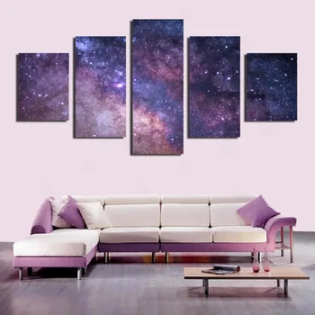 Platno HD Natisnjeni Vesolje Galaxy 5 Plošči Zvezdnato Prostor Planet Modularni Sliko Doma Dekor Plakat Wall Art Slikarstvo 3