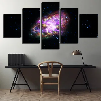 Platno HD Natisnjeni Vesolje Galaxy 5 Plošči Zvezdnato Prostor Planet Modularni Sliko Doma Dekor Plakat Wall Art Slikarstvo 5
