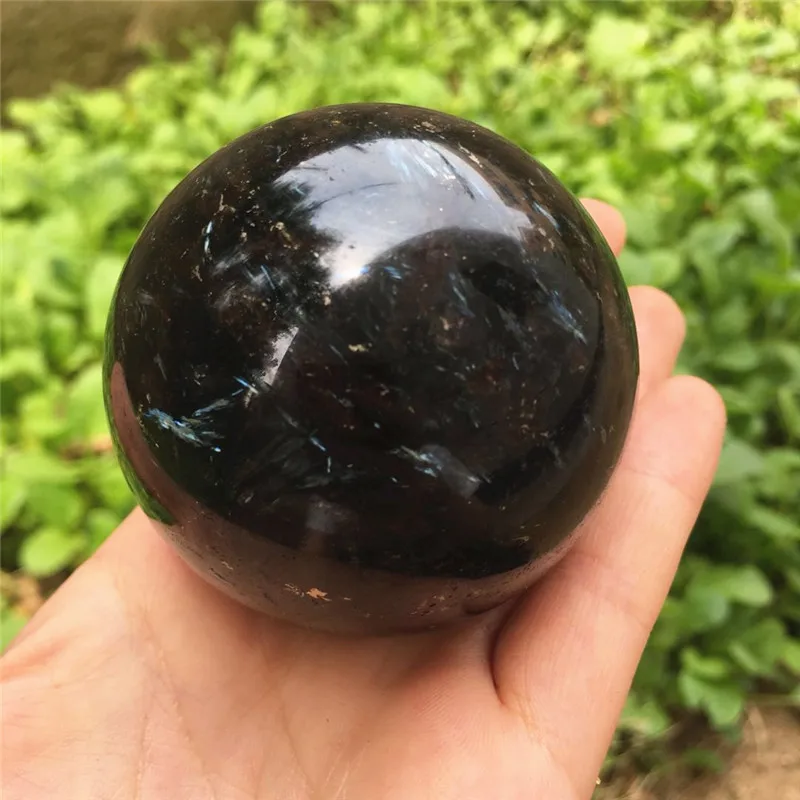 Naravni blacke Astrophyllite Žogo polirani kvarčni kristal, kamen Sferi, 50-60 mm 1