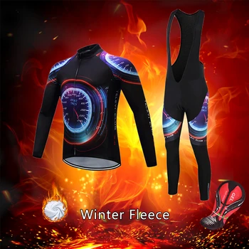 2021 Moške Zimske Termalne Runo Cestno Kolo Oblačila za Šport Kolesarjenje Jersey Set BIB Hlače Moški Kolesa Obleko MTB Obleko Toplo Enotna 4