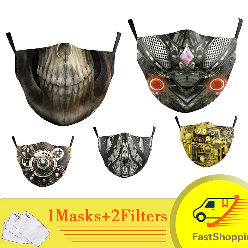 PM2.5 Večkratno Uporabo Masko Bombaž Odrasle Maske Smeška Ura Print Maske Za Dihanje Akvarel Maske Za Obraz Natisnjeni Obraz Maske 0