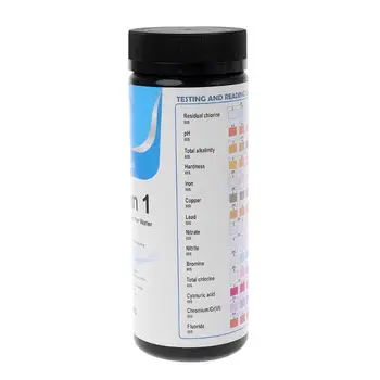 100Strips Vode Testnih Lističev Reagenta Trakovi Za Kakovost Vode Analiziranje in Testiranje S 14 Analiza Preostalega Klora, pH Alkalno Skupaj 5
