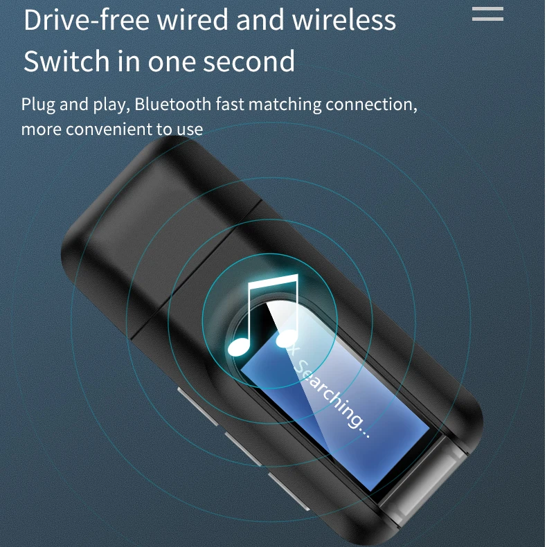 Bluetooth 5.0 Avdio Sprejemnik Oddajnik LCD-Zaslon 3.5 mm AUX Vtičnica za Stereo Ključ USB Brezžični Adapter za Avto PC TV Slušalke 2