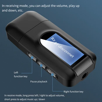 Bluetooth 5.0 Avdio Sprejemnik Oddajnik LCD-Zaslon 3.5 mm AUX Vtičnica za Stereo Ključ USB Brezžični Adapter za Avto PC TV Slušalke 5