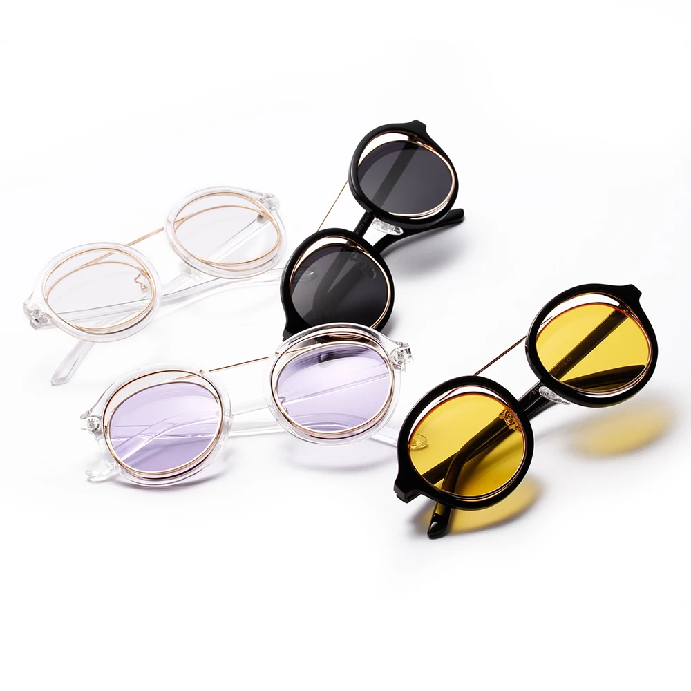 Peekaboo classic vintage okrogla sončna očala za moške blagovne znamke oblikovalci 2018 vijolična rumena črna pregleden sončna očala ženske retro 4