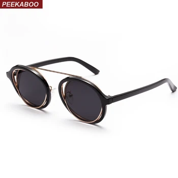 Peekaboo classic vintage okrogla sončna očala za moške blagovne znamke oblikovalci 2018 vijolična rumena črna pregleden sončna očala ženske retro 5