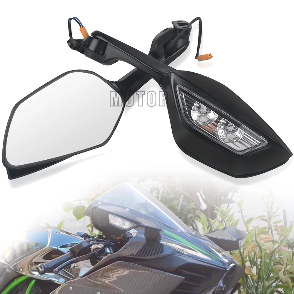 Za Kawasaki ZX10R ZX10 ZX 10 R 2011 2012 2013-Motocikel širokokotni vzvratnimi ogledali LED Vključite Opozorilne luči 5