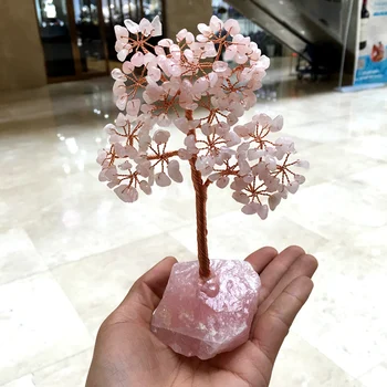 Kristalno naravnih rose quartz gemMoney Drevo Feng Shui Bogastvo Doma Dekor Miniaturne Figurice Stranka Darilo Kristalno Drevo Denarja 27911