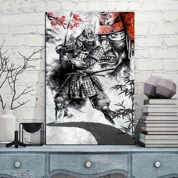 Wall Art Platno Uokvirjena Plakatov in Fotografij Sliko Stenski Dekor Platno Slikarstva, Fotografije, Dnevna Soba Japonski Samuraji Meč Oklep 3