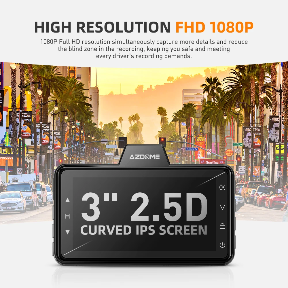 AZDOME M01 Pro Dash Cam 3-palčni 2.5 D IPS Zaslon Avto DVR Snemalnik Full HD 1080P Avto Video Snemalnik Dashcam Dash Snemanje 0