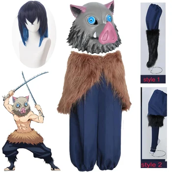 2019 Anime Demon Slayer: Kimetsu ne Yaiba Inosuke Hashibira Cosplay Kostumi za odrasle Moške obleko moški meri Brezplačna Dostava 28092