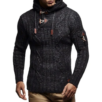 Moški pulover Nove Jesensko Zimske 2020 EU Velikost Moda za Moške Vrv Hoodie Priložnostne Slim Plesti Pulover 4