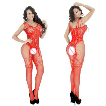 Ženske seksi perilo vroče crotchless telo obleko bodystockings seksi kostumi ribja mreža obleka, perilo, odprite cortch nogavic za ženske 5
