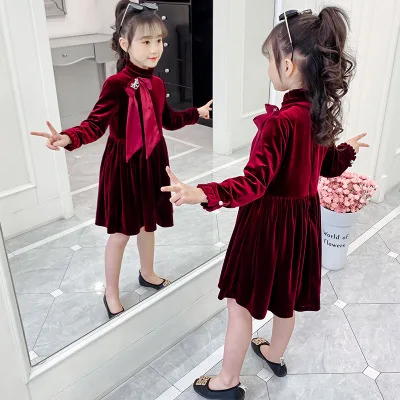 4-10 let staro dekle otroka spomladi in jeseni obleko nove korejske modne naguban dolgi rokav veliko otrok modni princesa obleko 0