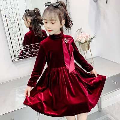 4-10 let staro dekle otroka spomladi in jeseni obleko nove korejske modne naguban dolgi rokav veliko otrok modni princesa obleko 3