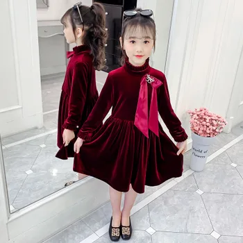 4-10 let staro dekle otroka spomladi in jeseni obleko nove korejske modne naguban dolgi rokav veliko otrok modni princesa obleko 5