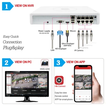 Hikvision Združljiv CCTV Kompleti Sistem 4PCS 5MP IR Dan&Noč IP Kamero Hikvision 8CH PoE NVR DS-7108NI-Q1/8P Video CCTV Varnost 1