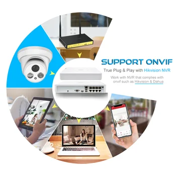 Hikvision Združljiv CCTV Kompleti Sistem 4PCS 5MP IR Dan&Noč IP Kamero Hikvision 8CH PoE NVR DS-7108NI-Q1/8P Video CCTV Varnost 4