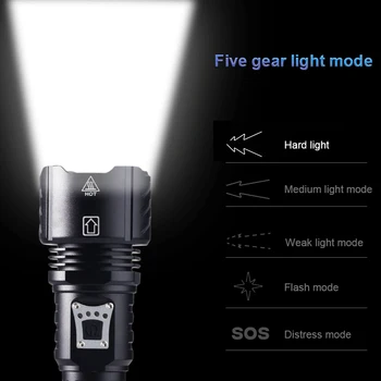 500M 10000lm 5Modes LED Močan Taktično Zoomable LED Svetilka za Kampiranje Baklo USB Polnilne Lanterna Moči Banke 18650 26650 3