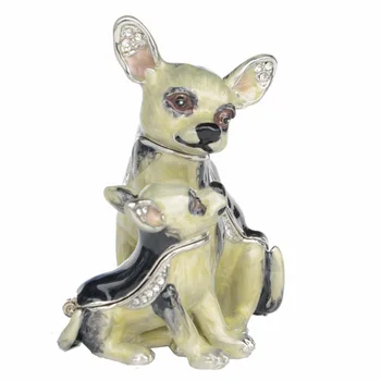 Chihuahua Pes Trinket Polje Kositrni Ročno izdelan Nakit Polje Pes Številke Darila za Hišne Ljubitelje 0