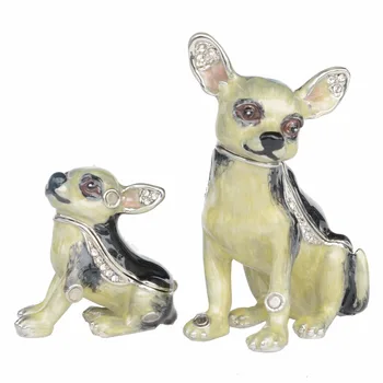 Chihuahua Pes Trinket Polje Kositrni Ročno izdelan Nakit Polje Pes Številke Darila za Hišne Ljubitelje 2